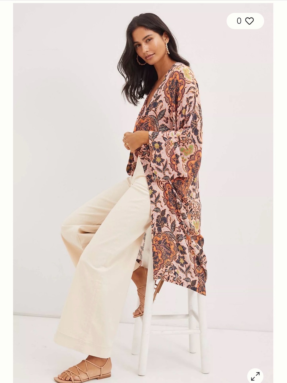 Anthropologie Pink Paisley Duster Kimono